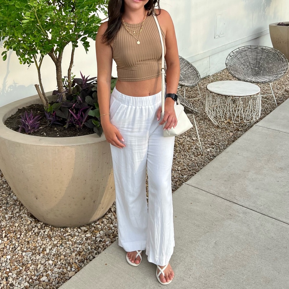 Abercrombie & Fitch White Wide Leg Pants